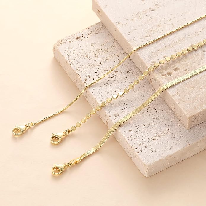DEARMAY Dainty Silver Plated Bracelets for Women Trendy, Silver Jewelry Set for Women Bracelets for Women Paperclip Box Herringbone Figaro Rope Chain Bracelet Fashion Pack Gifts for Women
