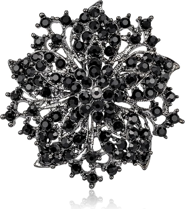Womens Flower-shape Statement Brooch Pin Crystal Brooch for Women