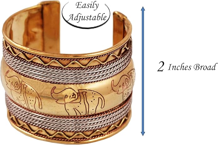 Touchstone Indian Bollywood Handcrafted Slip In Easy To Wear Stylish Wrist Enhancer Designer Broad Jewelry Cuff Bracelet For Women and Men.