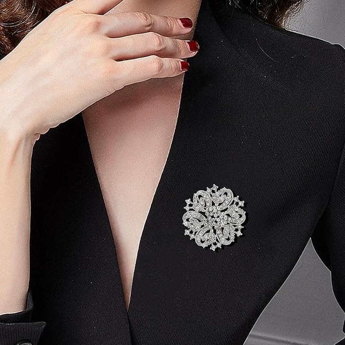 Wedding Party Sprial Flower Crystal Rhinestone Brooch Pin for Women Jewelry