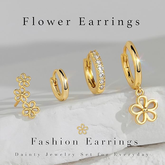 Small Gold Huggie Hoop Earrings Set for Women Men Hypoallergenic 14K Plated Stack Cartilage Earrings, Multiple Piercing Lightweight Mini Thin Cute Dainty Trendy Jewelry Set Christmas Gifts for Women