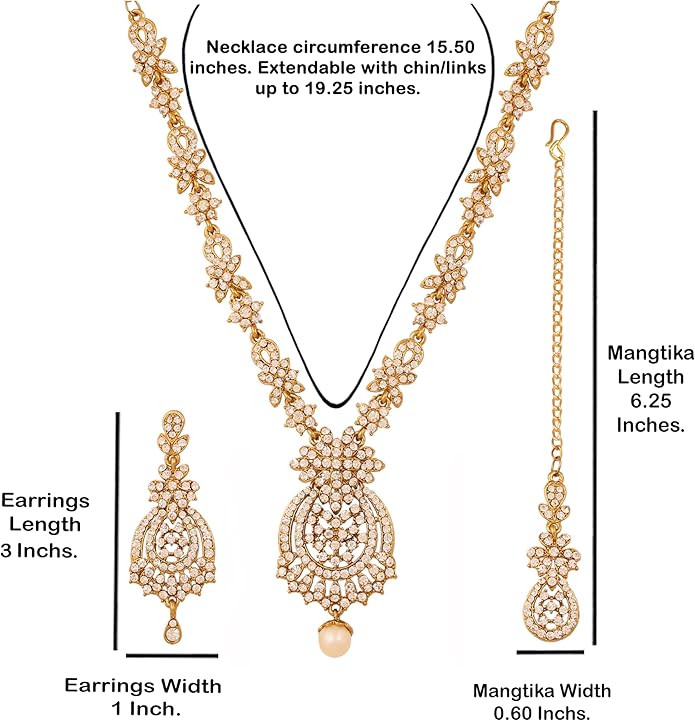 Touchstone Indian jewelry sets for women maang tikka wedding guest gold necklace bollywood jewellery set pageant elegant prom bride accessories western crystal chunky rhinestone necklaces