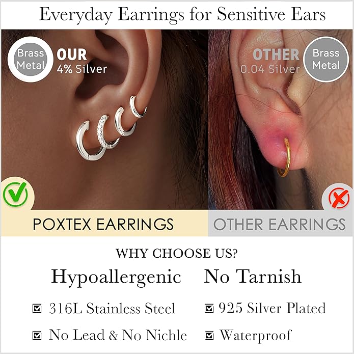 Small Gold Huggie Hoop Earrings Set for Women Men Hypoallergenic 14K Plated Stack Cartilage Earrings, Multiple Piercing Lightweight Mini Thin Cute Dainty Trendy Jewelry Set Christmas Gifts for Women