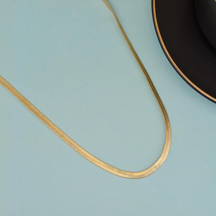 Gold Plated Link Chain Necklace for Women 18 Inch with 2 Inch Extender Adjustable Geometric Brass Jewelry Daily Wear Gift for Her Christmas