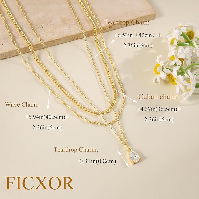 Layered Necklaces for Women,Dainty 14k Gold Plated CZ Layered Choker Necklace for Women Trendy Non Tarnish Hypoallergenic Beaded Paperclip Chain Necklace Stack Women's Minimalist Gold Jewelry Gifts