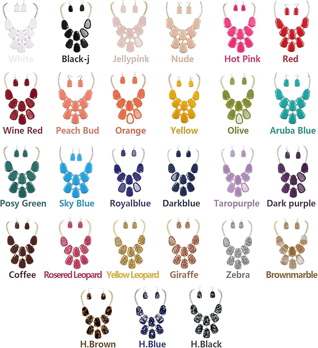 Firstmeet Chunky Bubble Statement Collar Necklace with Earrings for Women
