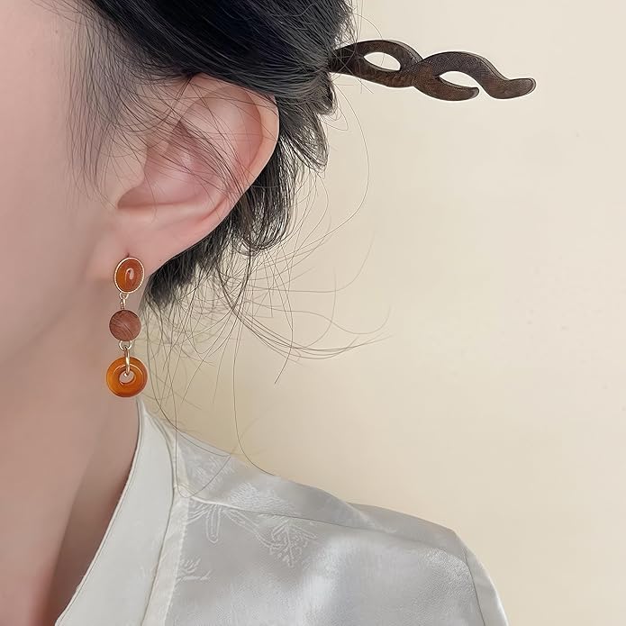 Hupplle Handmade Vintage Boho Dangle Earrings with Natural Stone Crystal Pearl Lightweight Hypoallergenic Elegant Jewelry Gifts for Women
