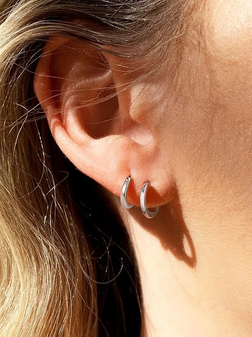 FaithHeart Sterling Silver Hoop Earrings for Women, Hypoallergenic Huggie Hoop Earrings Lightweight Small Cartilage Earrings Hoop Earring Dainty Everyday Earrings 6/8/10/12/14/15/16/18/20mm