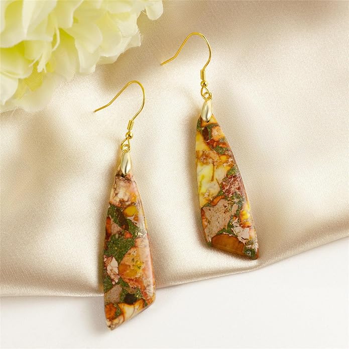 SELOVO Jasper Stone Earrings for Women Trendy Dangle Earrings Fishhook Drop Earrings