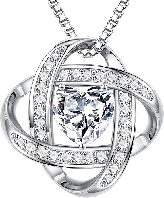 MOOSEA Valentines Day Gifts for Her, 1-3 ct Love Knot Moissanite Necklace VVS1 Clarity Moissanite Pendant Necklace Anniversary Jewelry Gifts Birthday Gifts for Her Wife Girlfriend Mom
