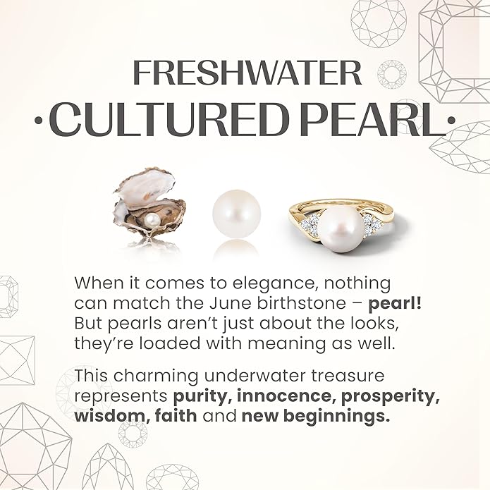Angara Freshwater Pearl Pendant for Women | Freshwater Pearl V-Bale Pendant in 14K Solid Gold/Platinum With 18" Chain | June Birthday, Anniversary, Gemstone Jewelry Gift