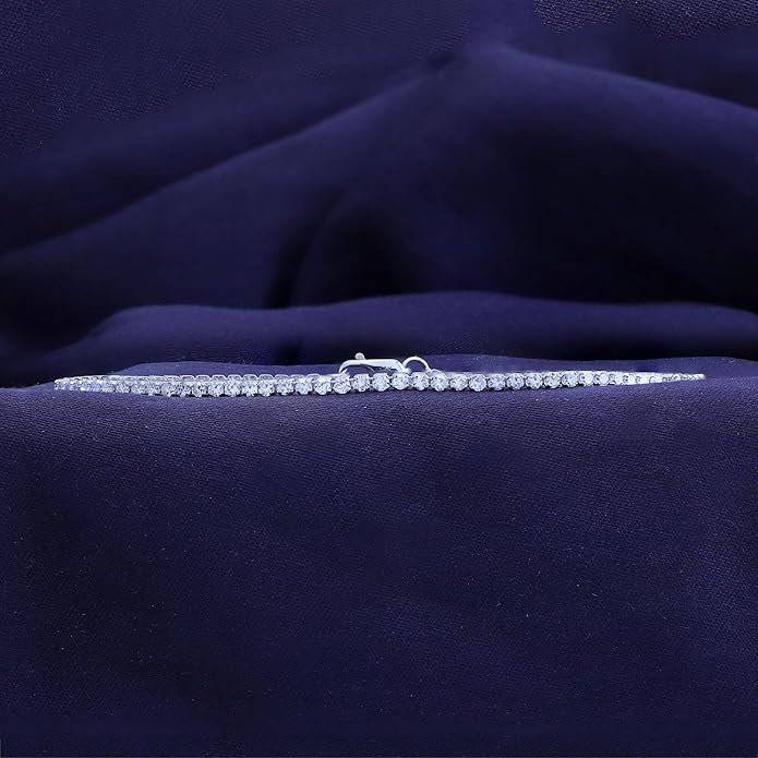 Tennis Bracelet for Women 1.10 to 1.30 Carat (ctw) Round Lab Grown Diamond Single Row Stacking Dainty Bracelets for Brides In 10K Solid Gold Or 925 Sterling Silver Jewelry Size-6.5 to 7.5 Inch