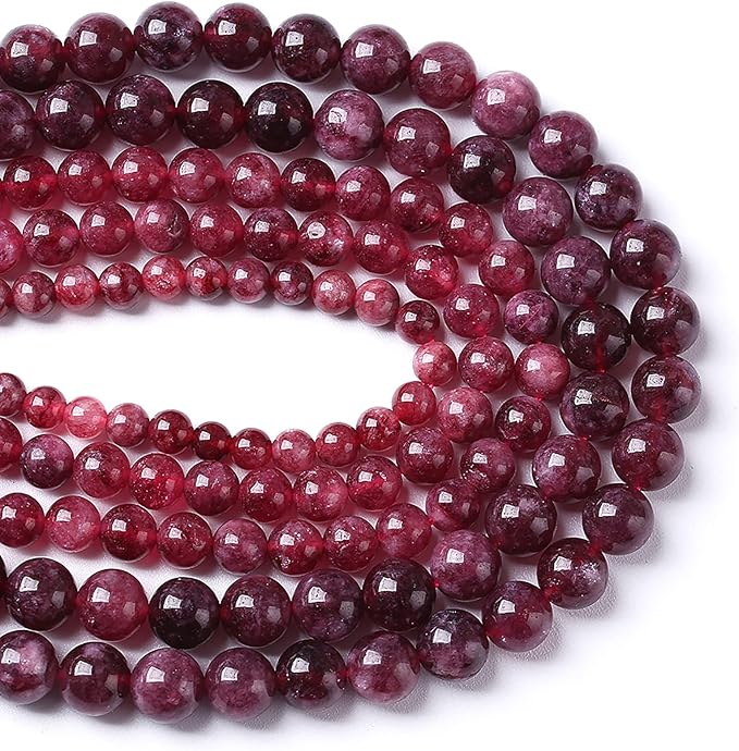 60pcs 6mm Natural Garnet Jade Gemstone Round Loose Spacer Beads for Jewelry Making Healing Energy Stone Beads DIY Bracelets Necklaces 15" (6mm, Garnet Jade)