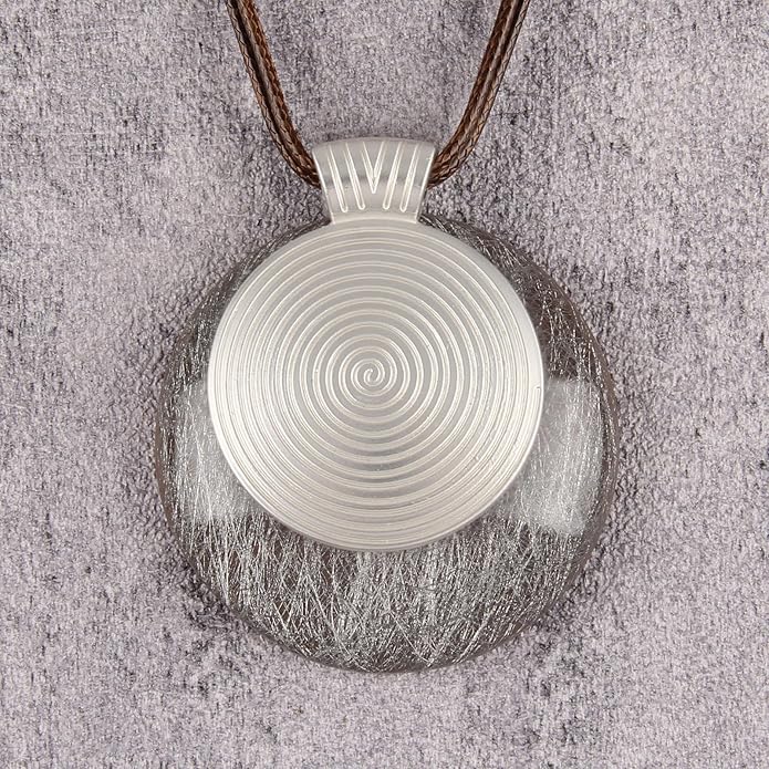 Boho Leather Necklace Women Bohemian Brown Circle Pendant Necklace Choker Long Necklaces for Women Boho Ring Large Pendant
