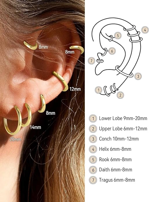 FaithHeart Sterling Silver Hoop Earrings for Women, Hypoallergenic Huggie Hoop Earrings Lightweight Small Cartilage Earrings Hoop Earring Dainty Everyday Earrings 6/8/10/12/14/15/16/18/20mm