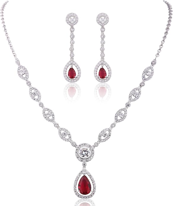 GULICX AAA Cubic Zirconia CZ Silver Plated Base Women's Party Jewelry Set Earrings Pendant Necklace