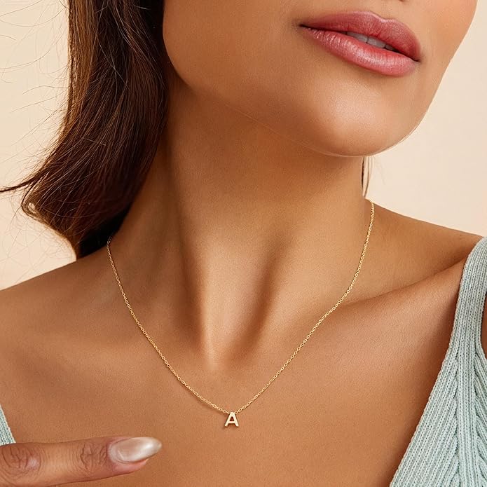 Turandoss Initial Necklaces for Women - Personalized 14K-Gold-Plated Letter A-Z Initial Pendant Necklaces Jewelry, Birthday Gifts for Women Teen Girls Girlfriend