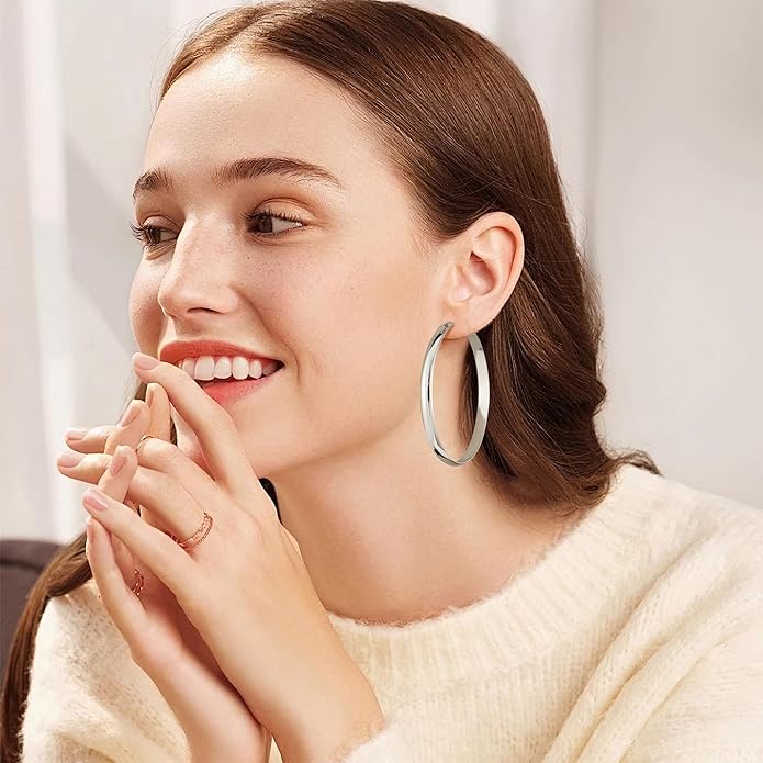 Gacimy 14K Gold Plated Hoop Earrings for Women, 14k Real Gold Plated with 925 Sterling Silver Post, Hypoallergenic Lightweight Thick Hoops Earrings for Women Trendy