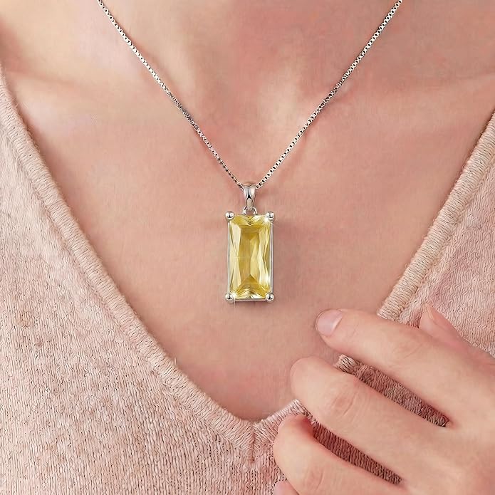 Minimalist Square 8mm×16mm Birthstone Sterling Silver Necklace - Hypoallergenic, Lightweight, Gift for Her