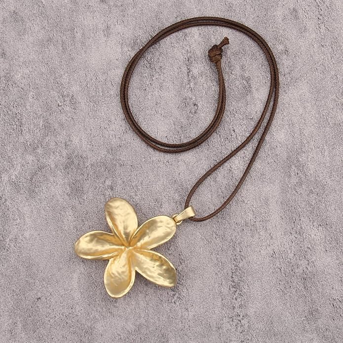 Boho Leather Necklace Women Bohemian Brown Circle Pendant Necklace Choker Long Necklaces for Women Boho Ring Large Pendant