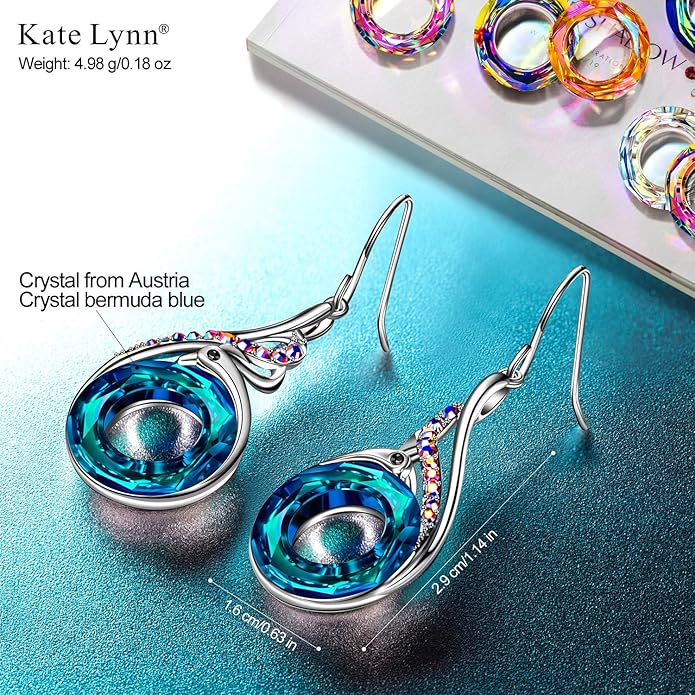 Kate Lynn "Rise From the Ashes" Phoenix Earrings, Sterling Silver Dangle Earrings with Crystals from Austria, Birthday Gift with Jewelry Box, Symbol of Luck and Renewal