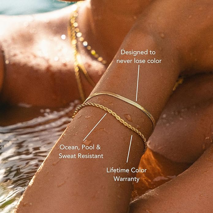 Gold Bracelets Set for Women Non Tarnish Trendy,14K Gold Plated Dainty Stackable Paperclip Cuban Link Chain Bracelets, Simple Cute Cuff Bracelets Jewelry Set Adjustable 7"+2"