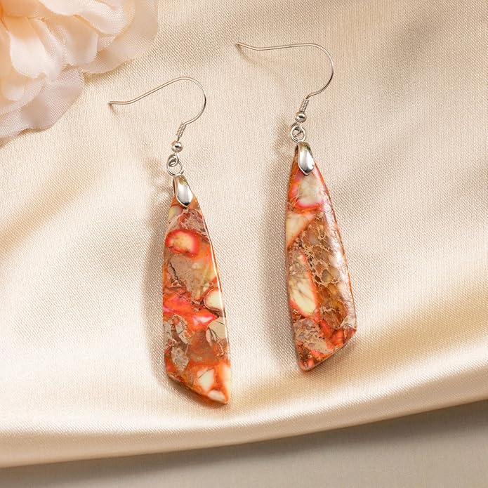 SELOVO Jasper Stone Earrings for Women Trendy Dangle Earrings Fishhook Drop Earrings
