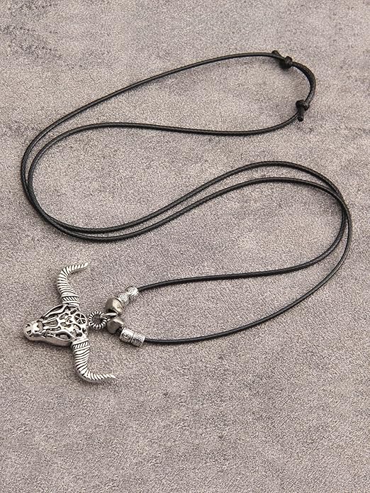 GelConnie Boho Necklaces for Women Vintage Silver Circles Long Pendant Necklace Cowgirl Sweater Necklace Adjustable Leather Choker Necklace for Women