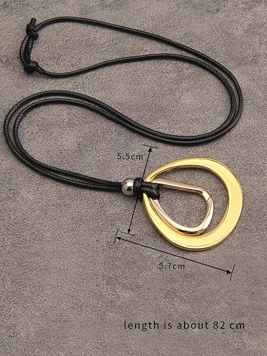 GelConnie Boho Necklaces for Women Vintage Silver Circles Long Pendant Necklace Cowgirl Sweater Necklace Adjustable Leather Choker Necklace for Women