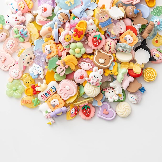 Slime Charms Cartoons Charms Cute Set - Mixed Lot Assorted Kawaii Charms Resin Flatback for DIY Crafts Making,Decorations,Scrapbooking,Embellishments,Hair Clip 25pcs