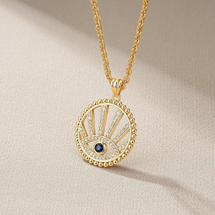 Valloey Rover Dainty Gold Necklace for Women-14K Gold Plated Simple Pendant Circle Necklace Charm Statement Long Necklaces for Women Jewelry Gifts