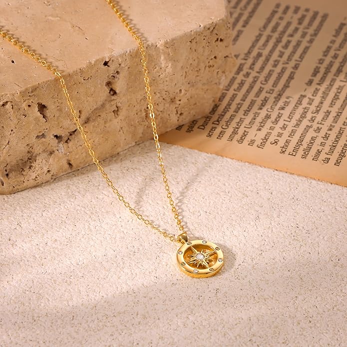 CHESKY Layered Necklaces for Women Trendy, Dainty 14k Gold Plated Pendant Necklace Layering Necklace for Women Non Tarnish Hypoallergenic Sun Gold Necklace Stack Gold Jewelry for Women Gifts
