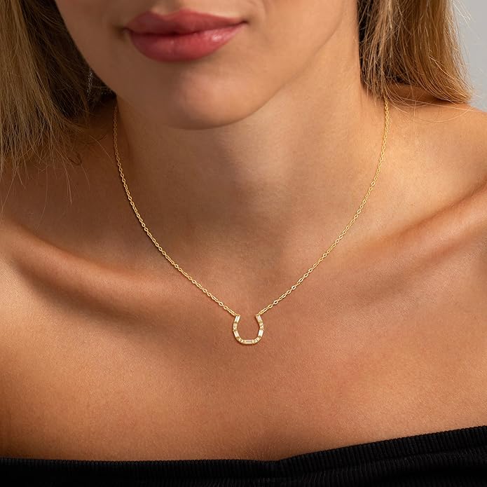 CHESKY 14K Gold Plated Pendant Necklace for Women, Dainty Pendant Necklace Trendy Cubic Zirconia Choker Necklaces for Women Simple Gold Everyday Jewelry