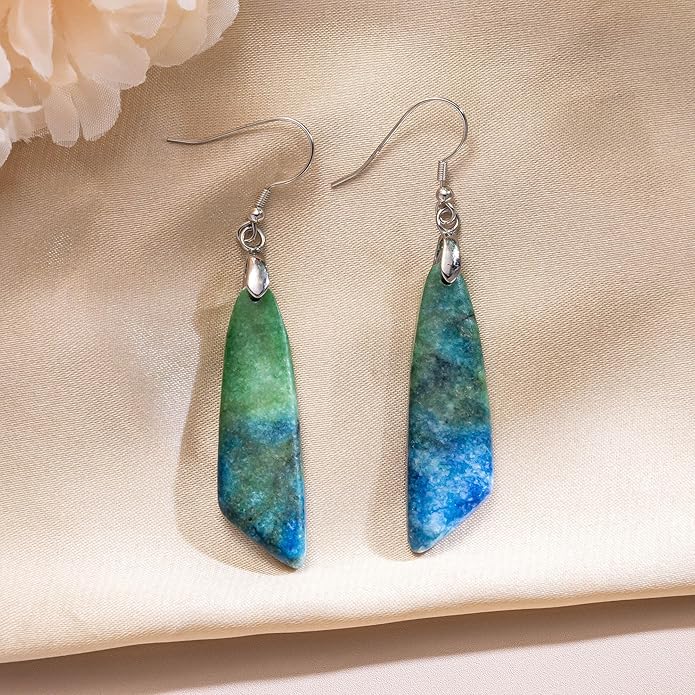 SELOVO Jasper Stone Earrings for Women Trendy Dangle Earrings Fishhook Drop Earrings