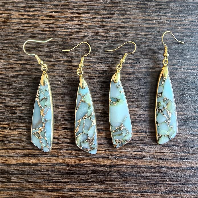 Boho Women Natural Stone Earrings Unique Healing Imperial Jasper Gemstone Energy Hypoallergenic Lightweight Dangle Drop Earrings Multiple Styles Earrings Jewelry for Birthday Party Gift