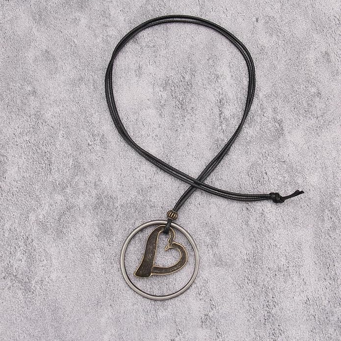 Boho Leather Necklace Women Bohemian Brown Circle Pendant Necklace Choker Long Necklaces for Women Boho Ring Large Pendant