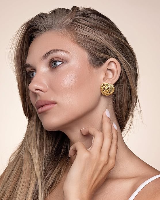 SNGIA18K Gold Plated Dangle Textured Ribbed Irregular Large Leaf Statement Earrings for Women by SNGIA, Handmade Dramatic Geometric Trendy Summer Drop Leaf Flower Jewelry Gifts, Bold Beachy Vintage Plant Fashion Drop Accessories, Vintage Nickle Free Fl...