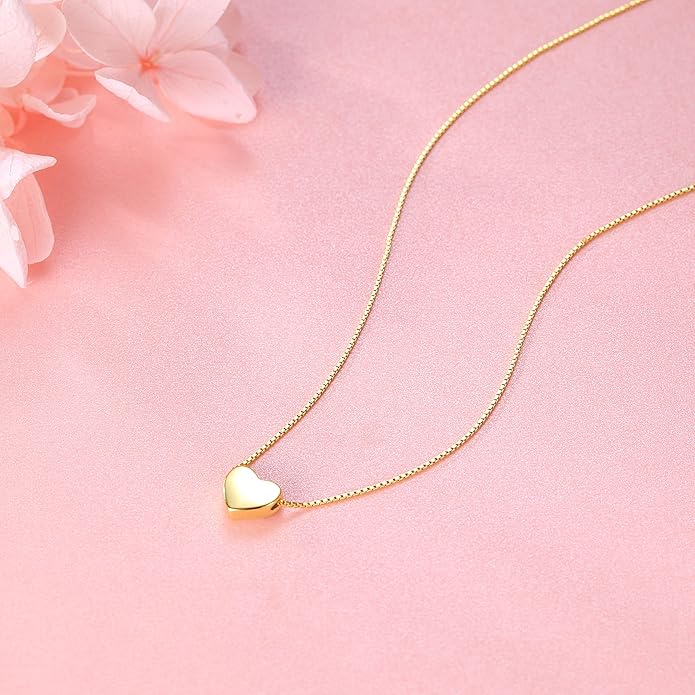 SLUYNZ Genuine 925 Sterling Silver Tiny Love Heart Pendant Necklace for Women Simple Sweet Heart Choker Necklace