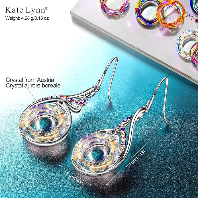 Kate Lynn "Rise From the Ashes" Phoenix Earrings, Sterling Silver Dangle Earrings with Crystals from Austria, Birthday Gift with Jewelry Box, Symbol of Luck and Renewal