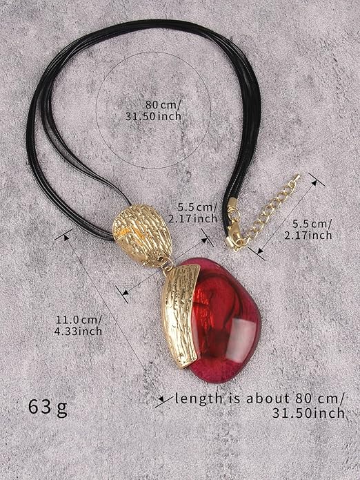 Boho Leather Necklace Women Bohemian Brown Circle Pendant Necklace Choker Long Necklaces for Women Boho Ring Large Pendant