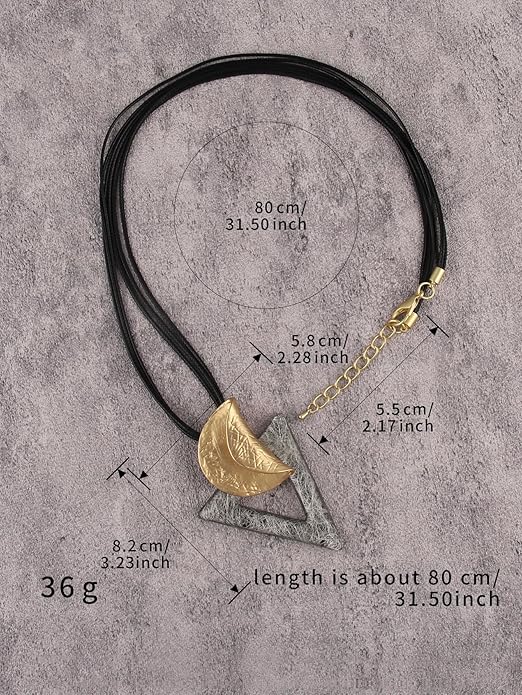 Boho Leather Necklace Women Bohemian Brown Circle Pendant Necklace Choker Long Necklaces for Women Boho Ring Large Pendant