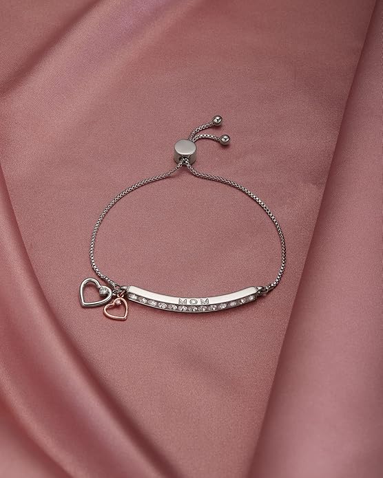 INSPIRED VOICES Sterling Silver Plated Charm Bracelets for Women - Easy Adjustable Bracelets